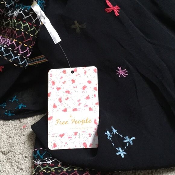 Free people black embroidered dress. XS/S. NWT - Picture 8 of 13